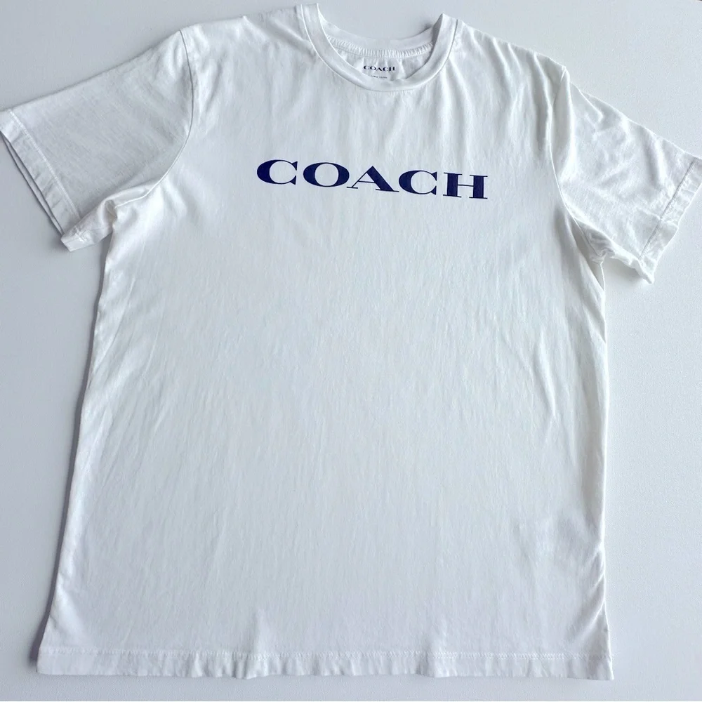 COACH Unisex Essential White Tee with Black Logo